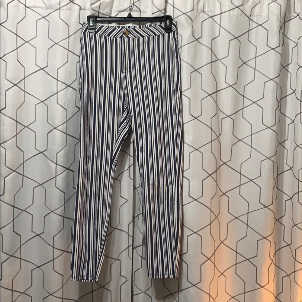 Striped stretchy high waisted pants
